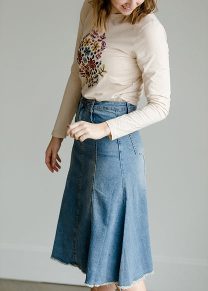 High Waist Raw Hem A-Line Skirt - FINAL SALE Skirts