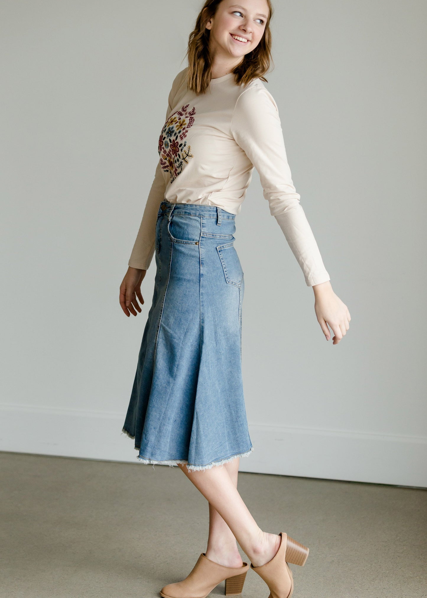 High Waist Raw Hem A-Line Skirt - FINAL SALE Skirts