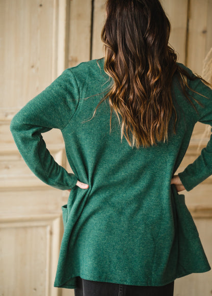 Hunter Green Open Front Cardigan - FINAL SALE Shirt