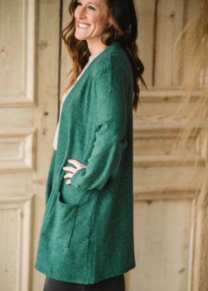 Hunter Green Open Front Cardigan - FINAL SALE Shirt