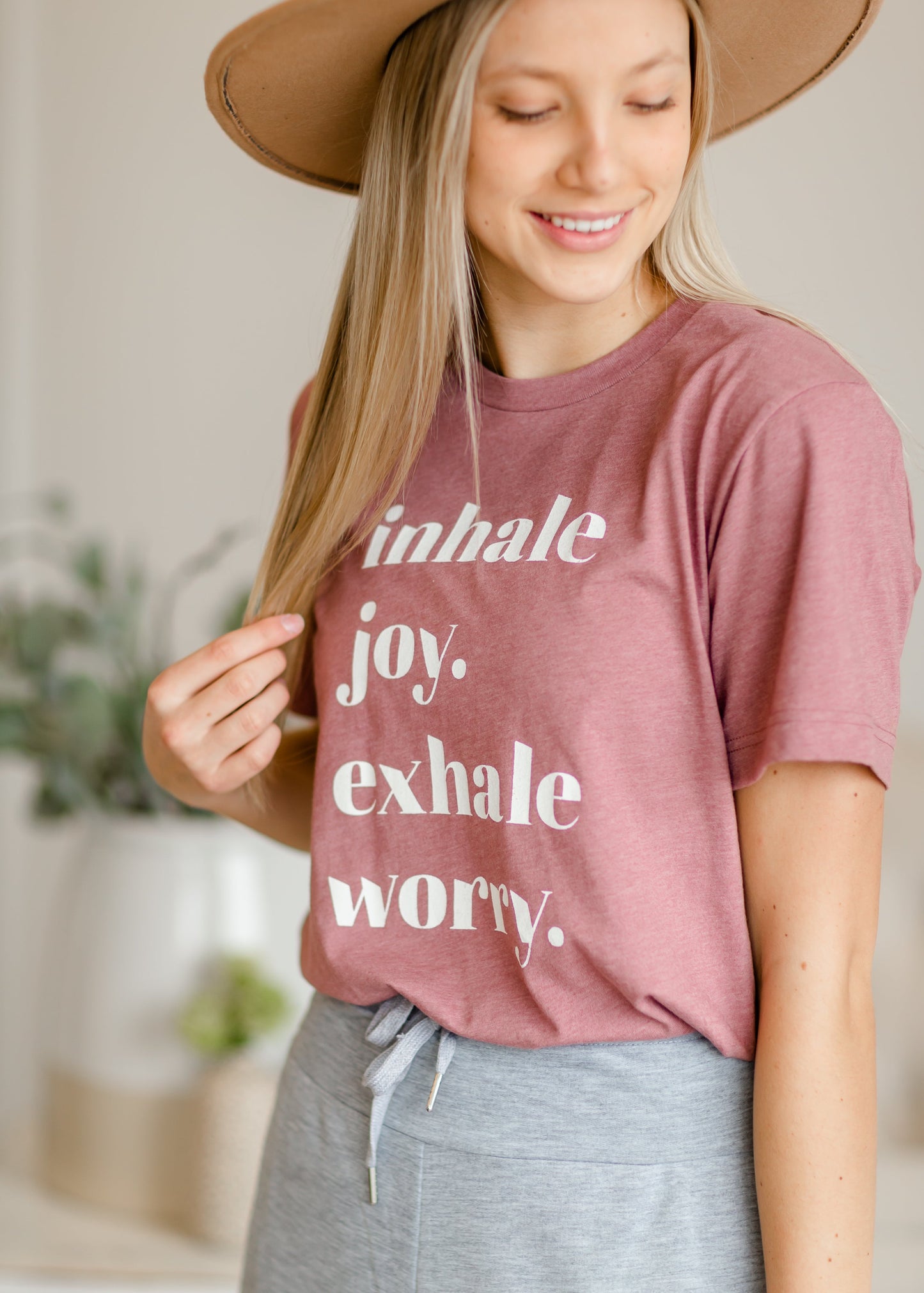 Inhale Joy Mauve Graphic Tee - FINAL SALE Tops