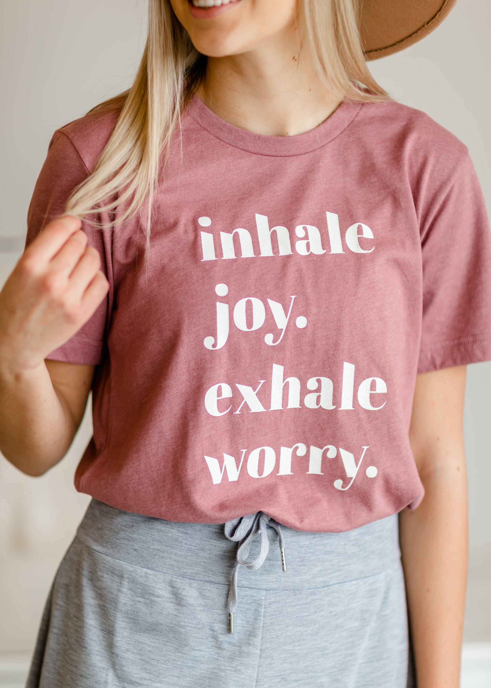 Inhale Joy Mauve Graphic Tee - FINAL SALE Tops