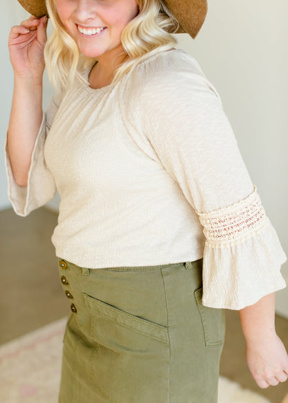 Ivory 3/4 Sleeve Lace Top - FINAL SALE Tops