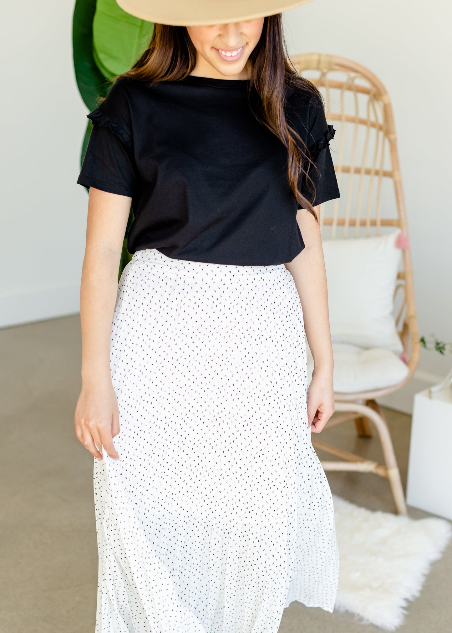 Ivory Abstract Pleated Skirt - FINAL SALE Skirts