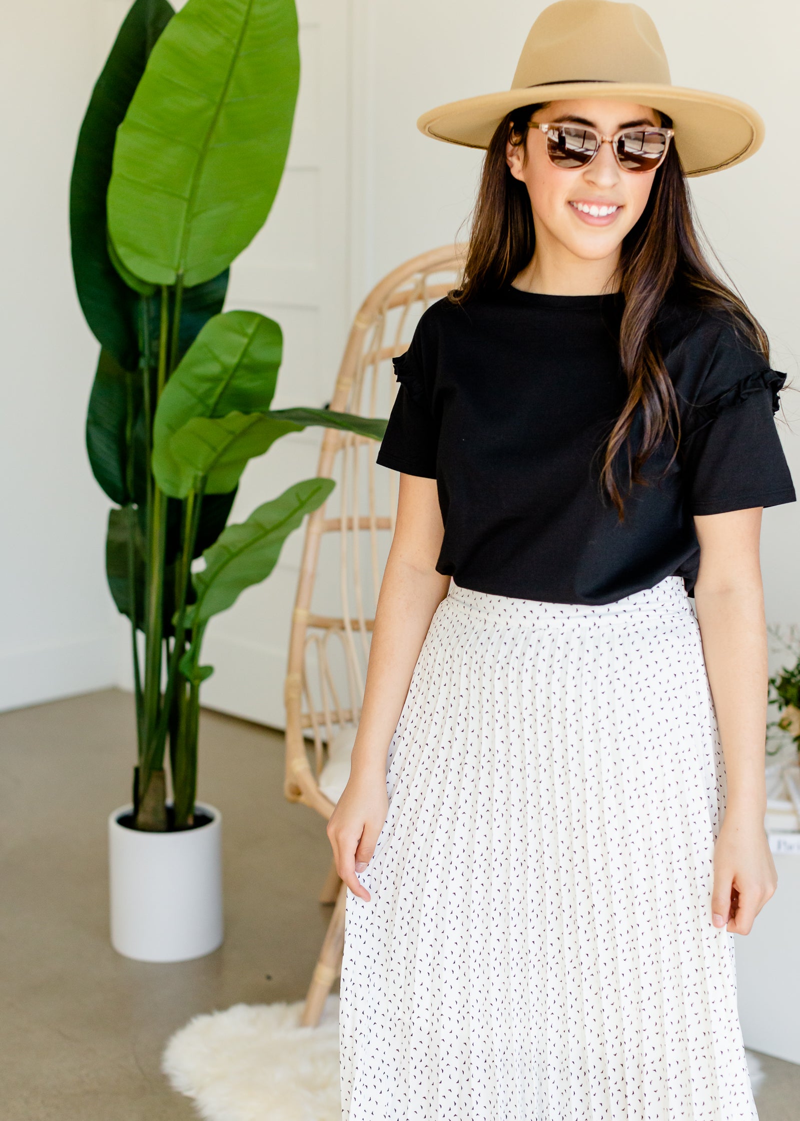 Ivory Abstract Pleated Skirt - FINAL SALE Skirts