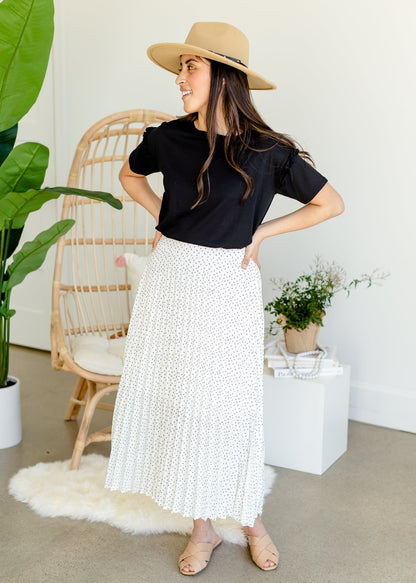 Ivory Abstract Pleated Skirt - FINAL SALE Skirts