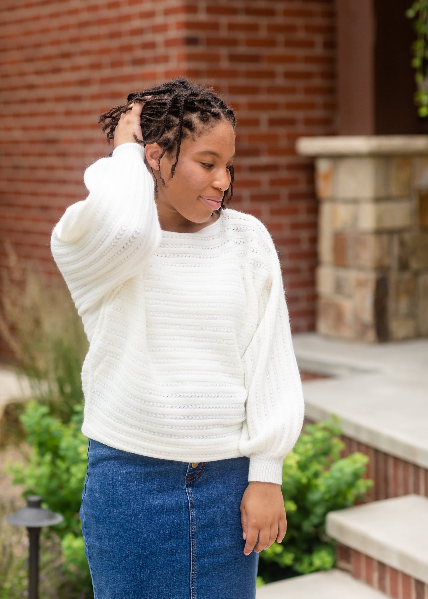 Ivory Boat Neck Dolman Sleeve Sweater - FINAL SALE Tops