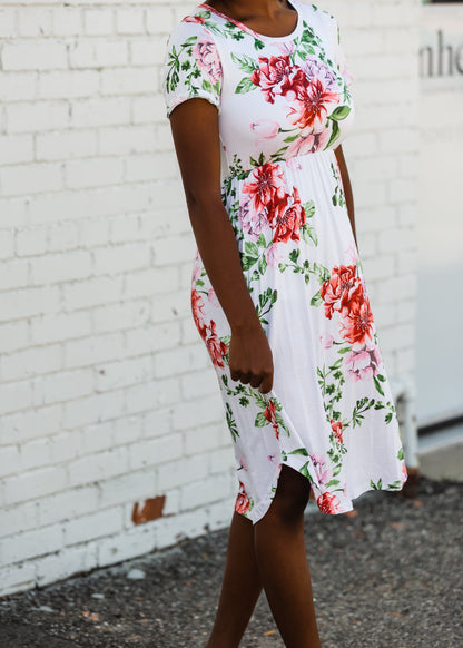 Ivory Floral Pocket Midi Dress - FINAL SALE Dresses