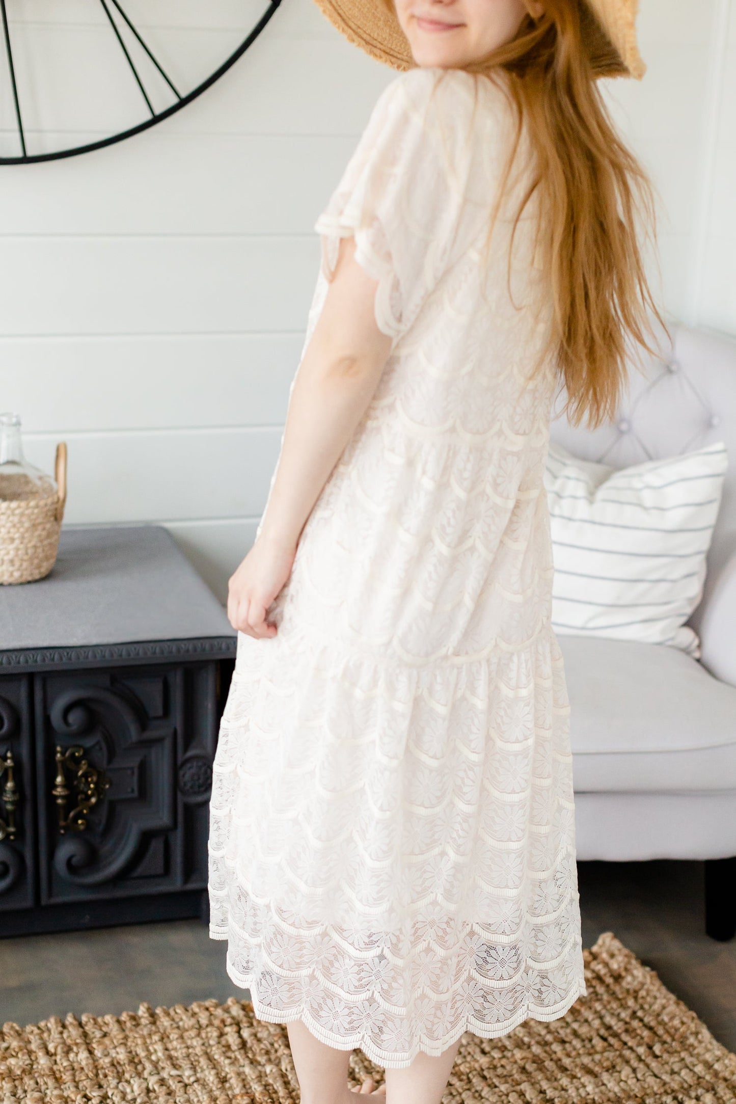 Ivory Lace Overlay Midi Dress - FINAL SALE Dresses