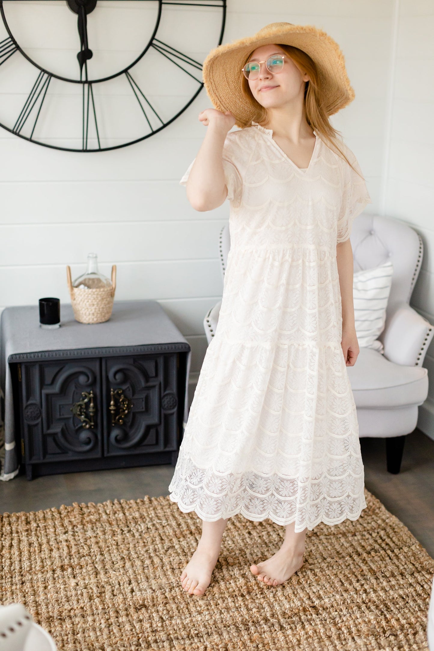 Ivory Lace Overlay Midi Dress - FINAL SALE Dresses