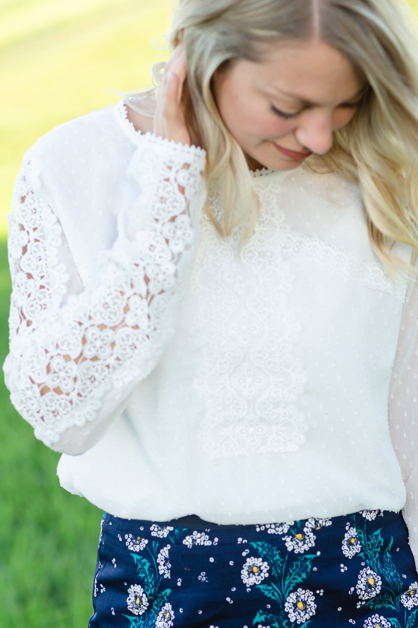 Ivory Lace Swiss Dot Blouse - FINAL SALE Tops