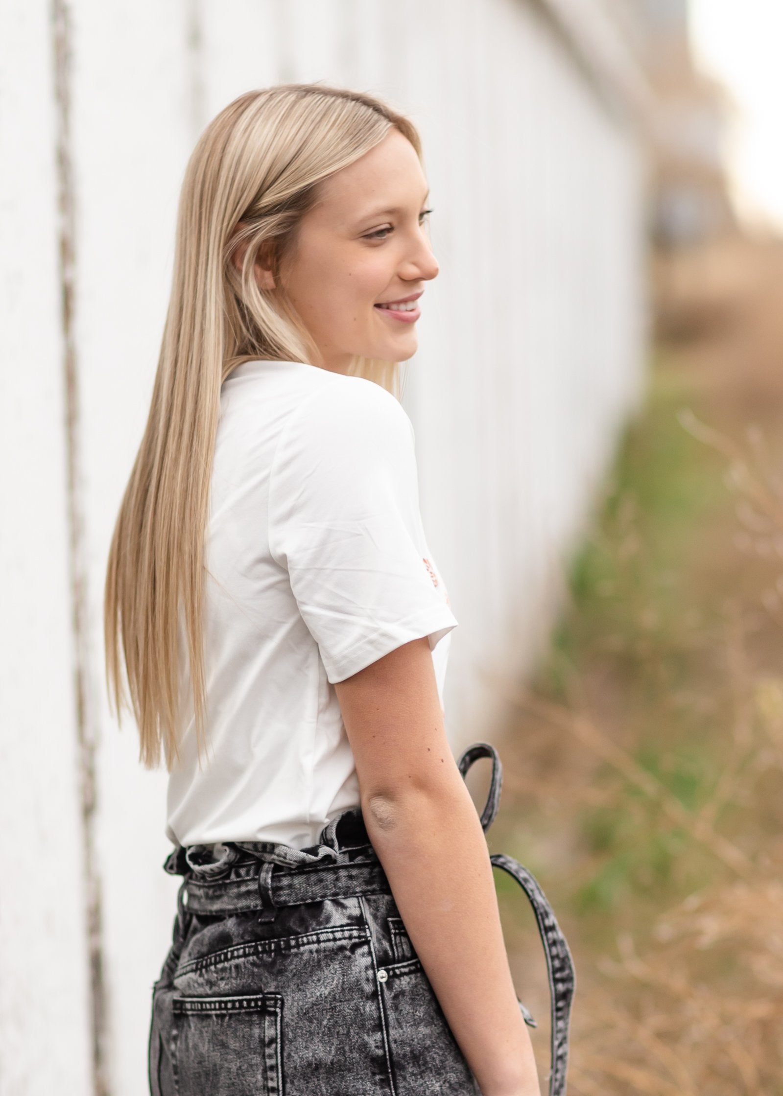 Ivory + Mauve Leaf Print Graphic Tee Tops Polagram