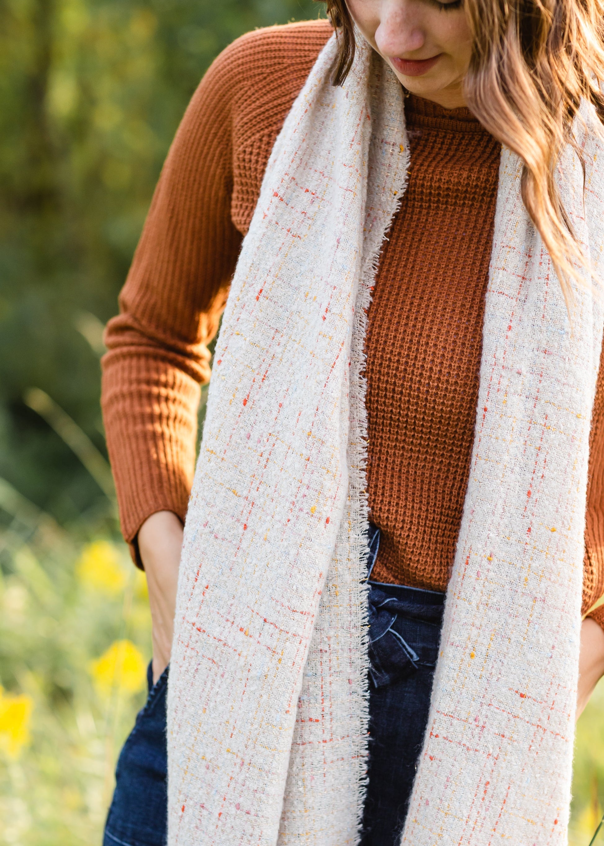 Ivory Metallic Tweed Confetti Scarf - FINAL SALE Accessories