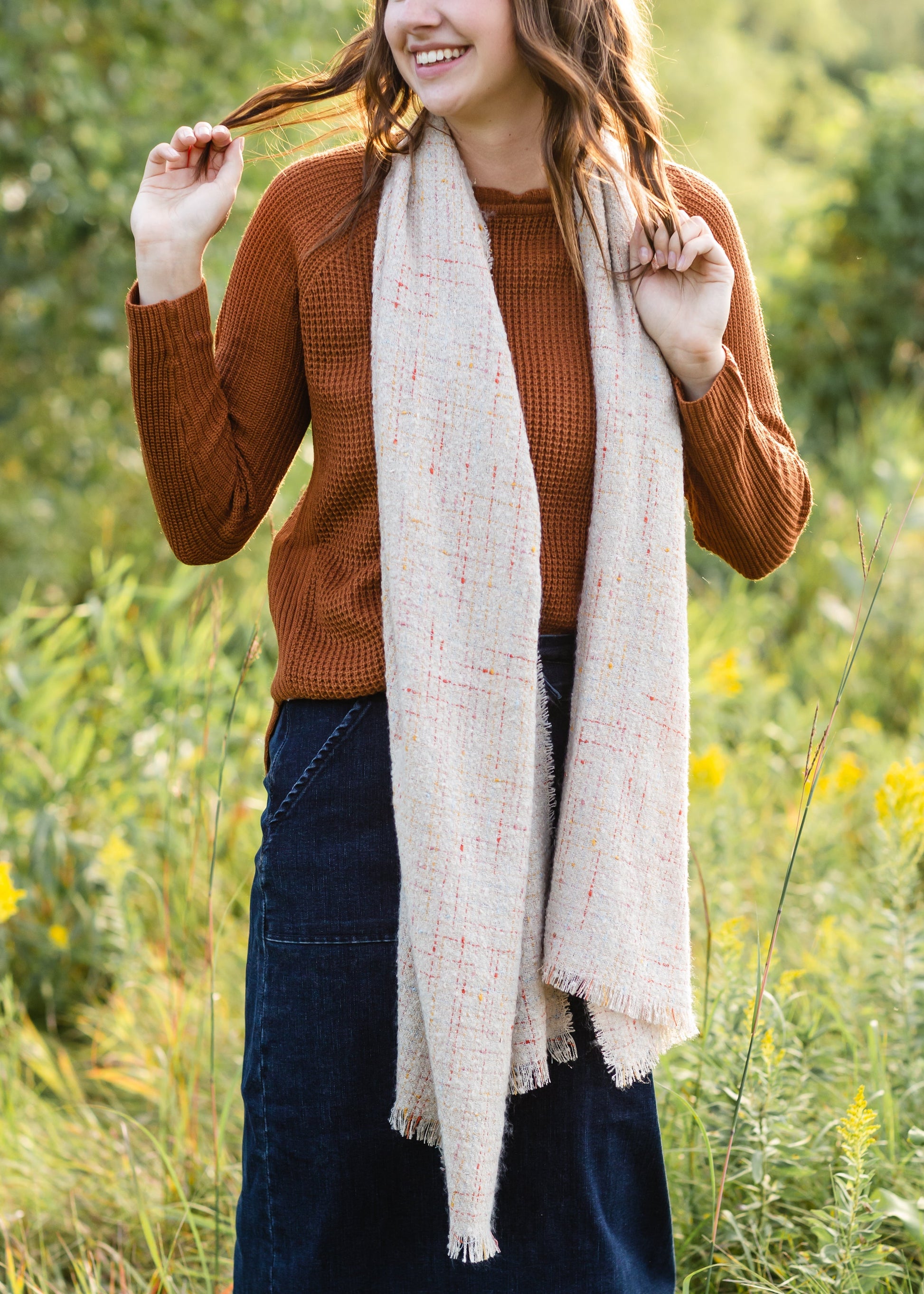 Ivory Metallic Tweed Confetti Scarf - FINAL SALE Accessories