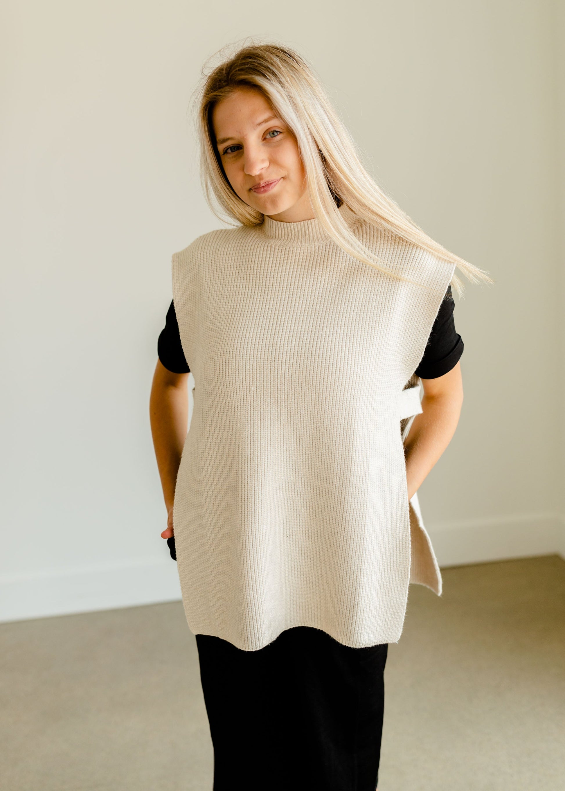 Ivory Open Side Shell Vest - FINAL SALE Tops