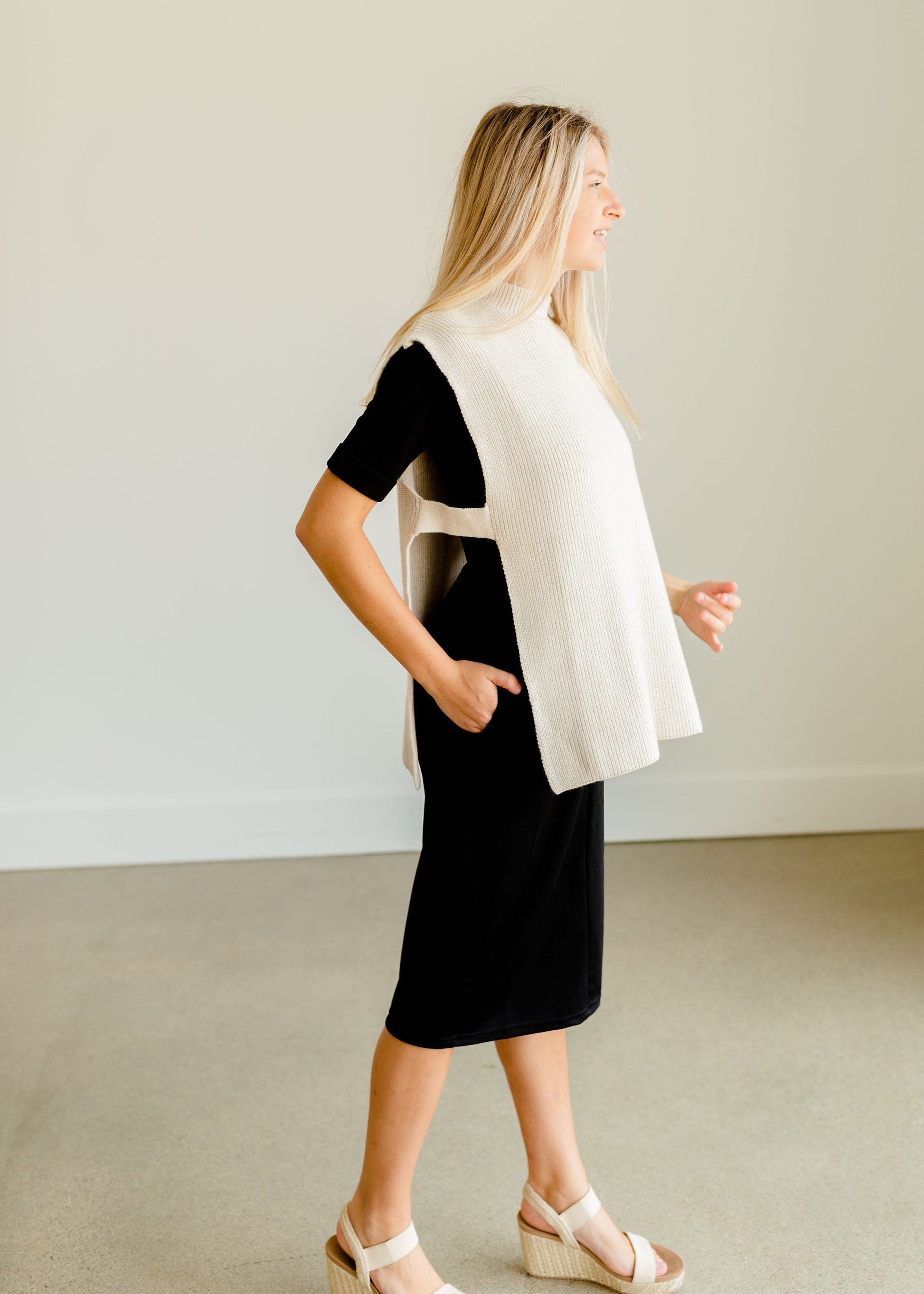 Ivory Open Side Shell Vest - FINAL SALE Tops