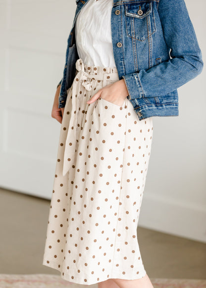 Ivory Polka Dot Paper Bag Midi Skirt - FINAL SALE Skirts