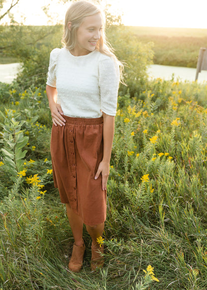 Ivory Puff Sleeve Pom Pom Sweater - FINAL SALE Tops