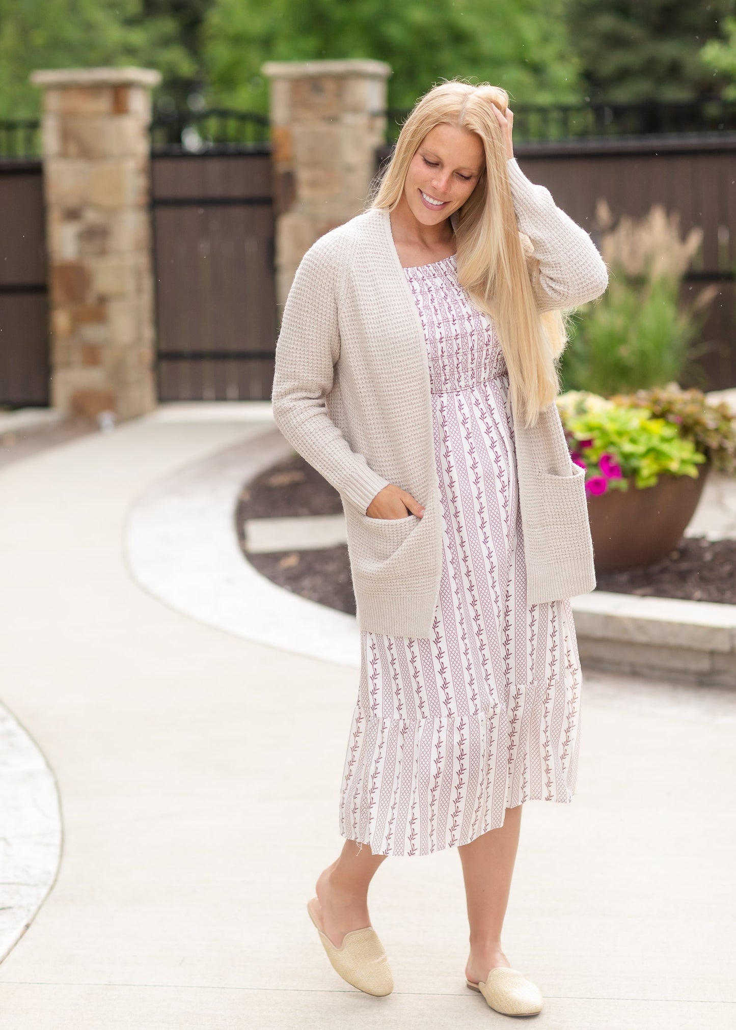 Ivory Square Neck Smocked Midi Dress - FINAL SALE Dresses