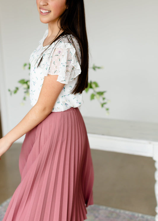 Ivory Textured Floral Top - FINAL SALE Tops