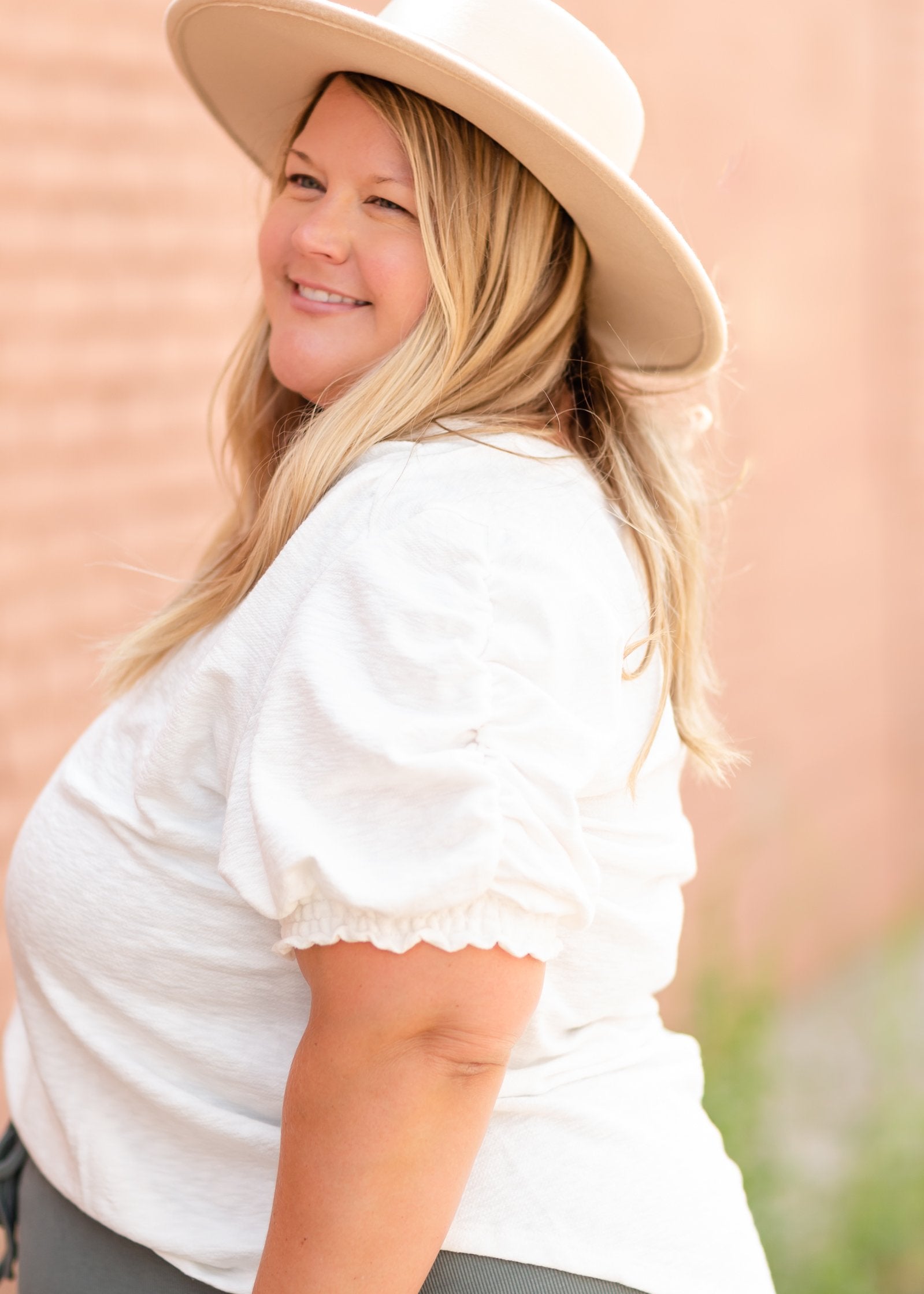 Ivory V-Neck Puff Sleeve Top Tops Hayden