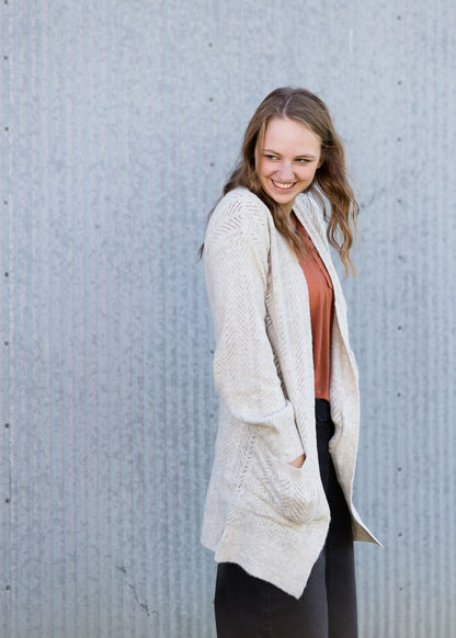 Jacquard Knit Open Front Cardigan - FINAL SALE Layering Essentials