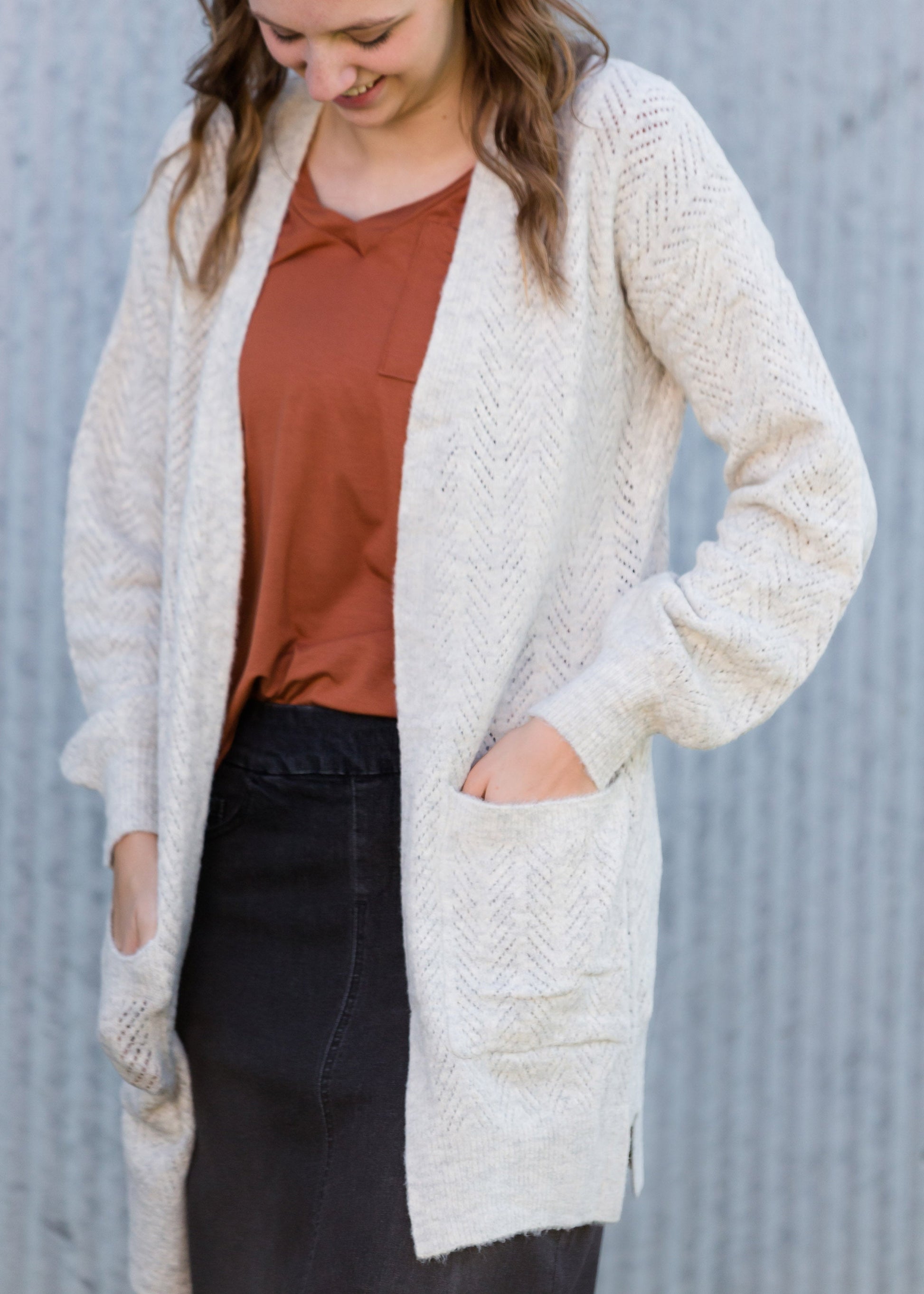 Jacquard Knit Open Front Cardigan - FINAL SALE Layering Essentials