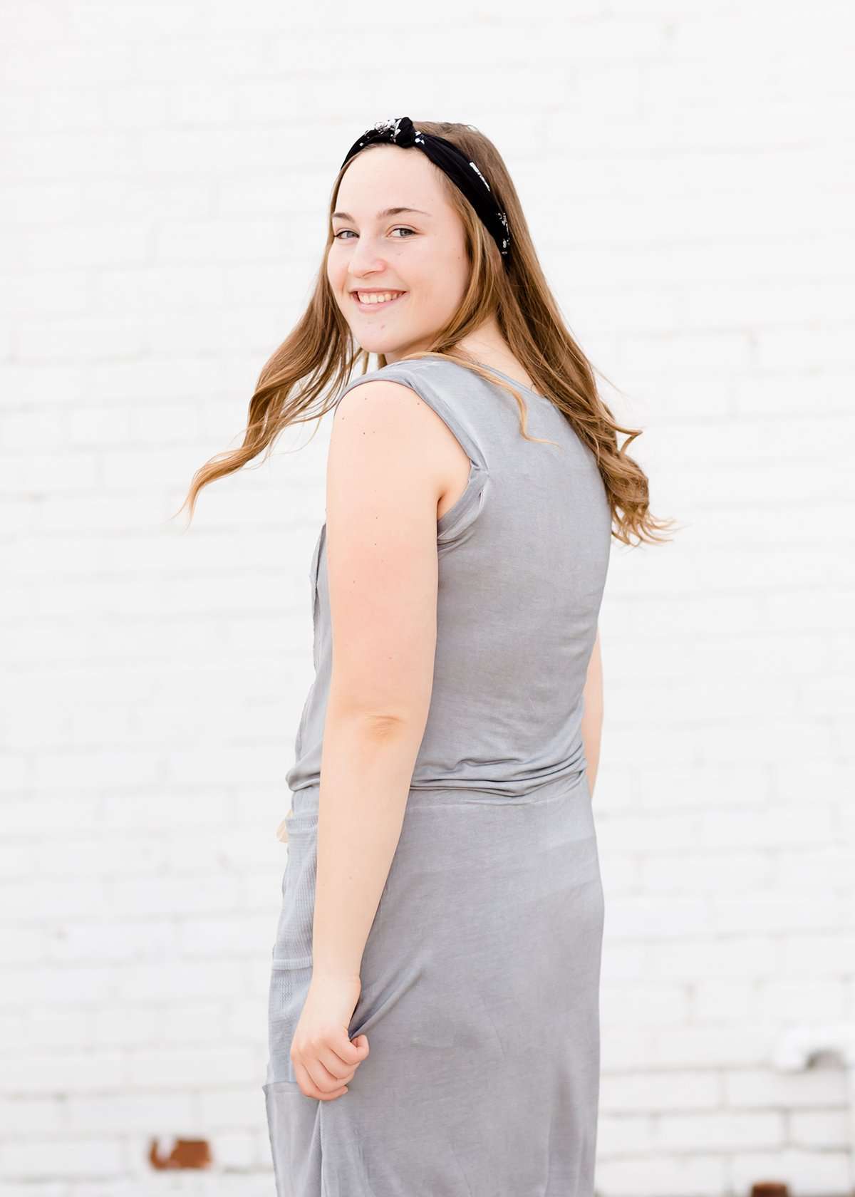 gray thermal knit contrast sleeveless dress