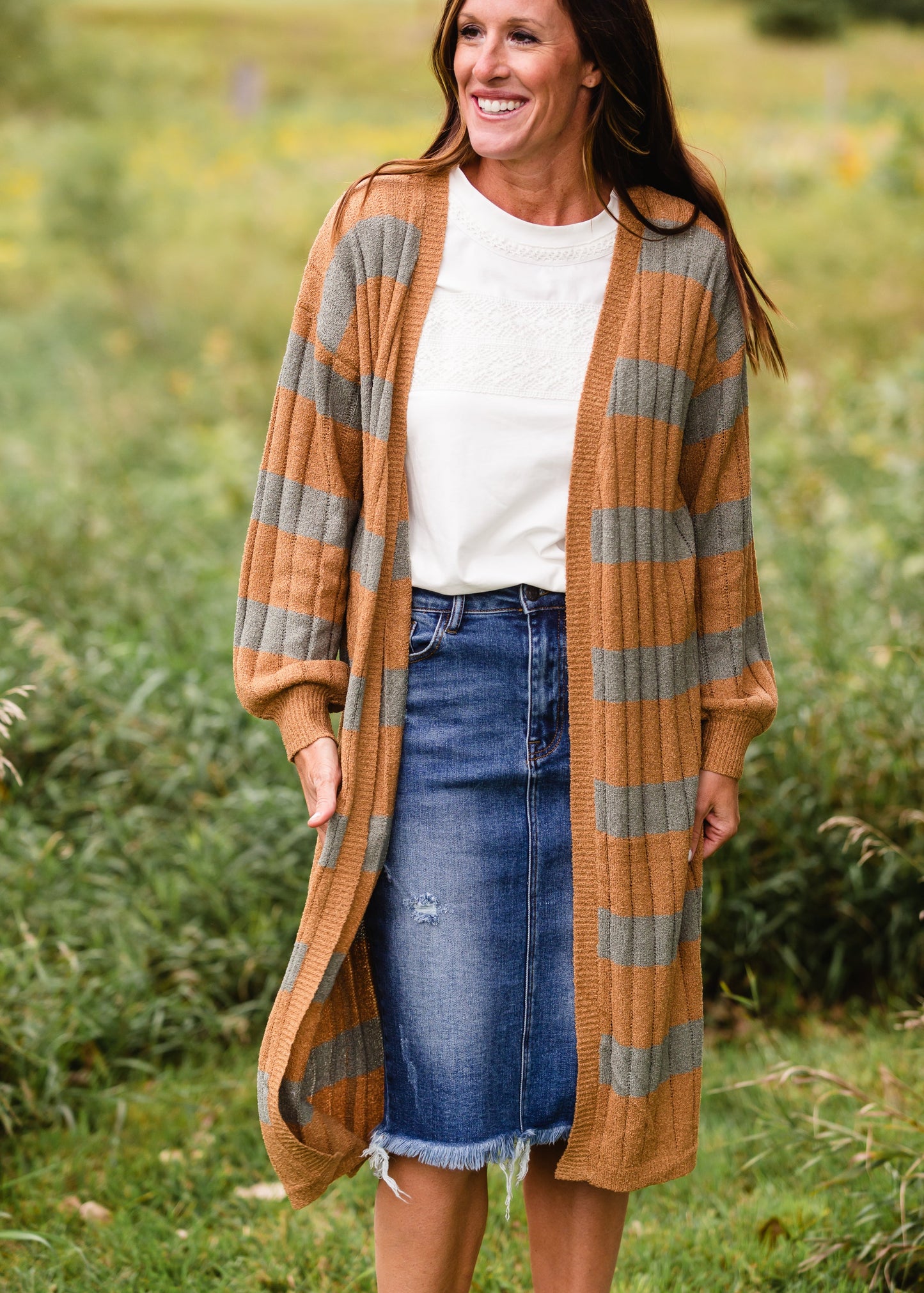 Knit Striped Duster Cardigan - FINAL SALE Tops