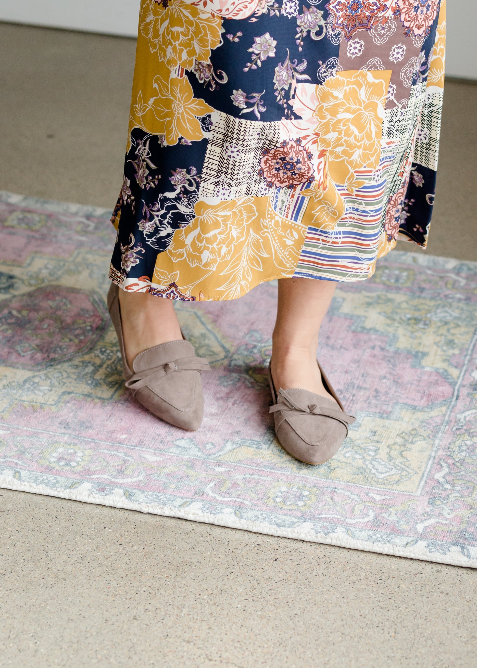 Lace Bow Taupe Loafers - FINAL SALE Shoes