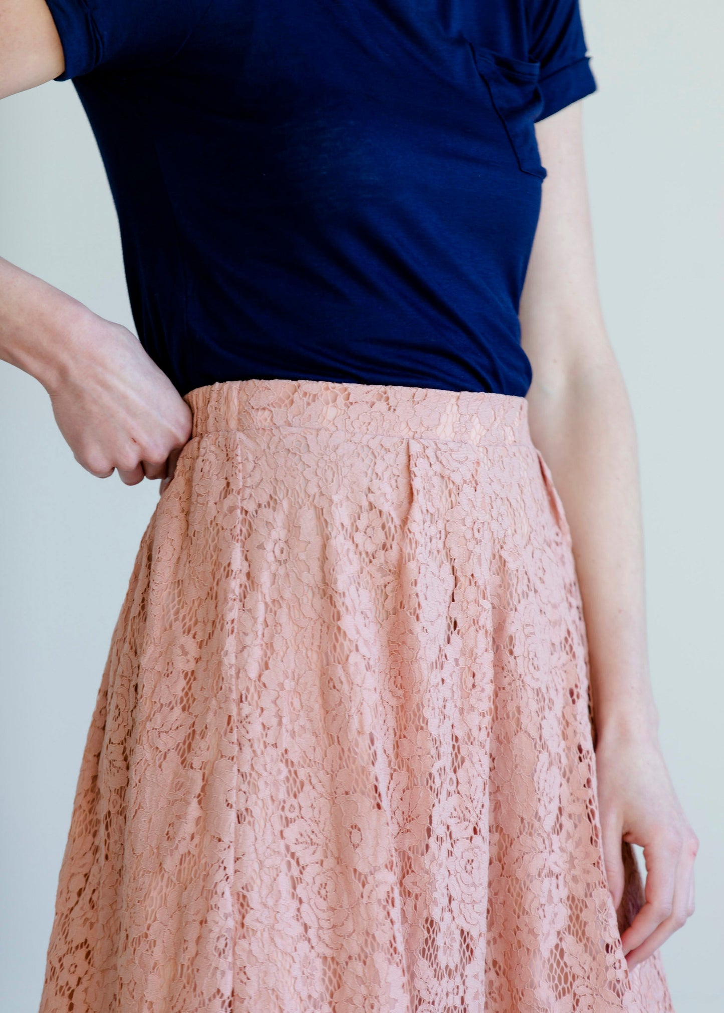 Lace Stretch Waist Midi Skirt - FINAL SALE Skirts