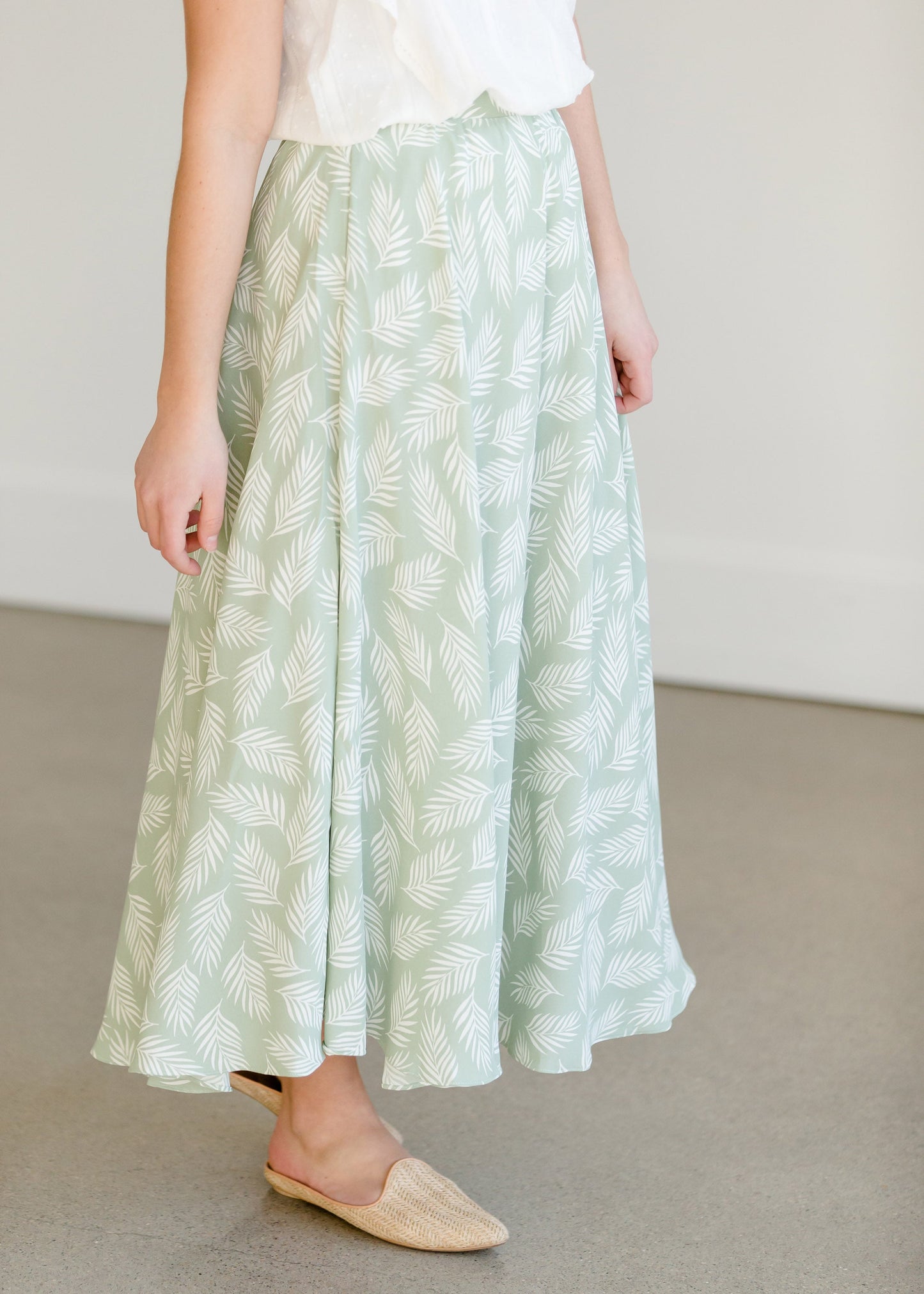 Leaf Printed High Waist Midi Skirt - FINAL SALE Skirts