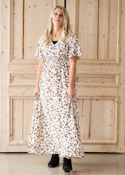 Leopard Print Smocked Maxi Dress-FINAL SALE Dresses