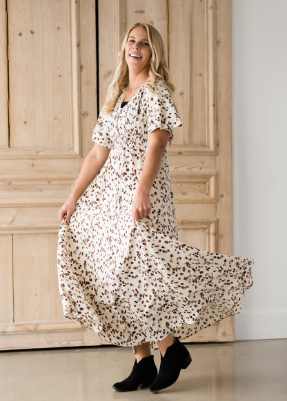 Leopard Print Smocked Maxi Dress-FINAL SALE Dresses