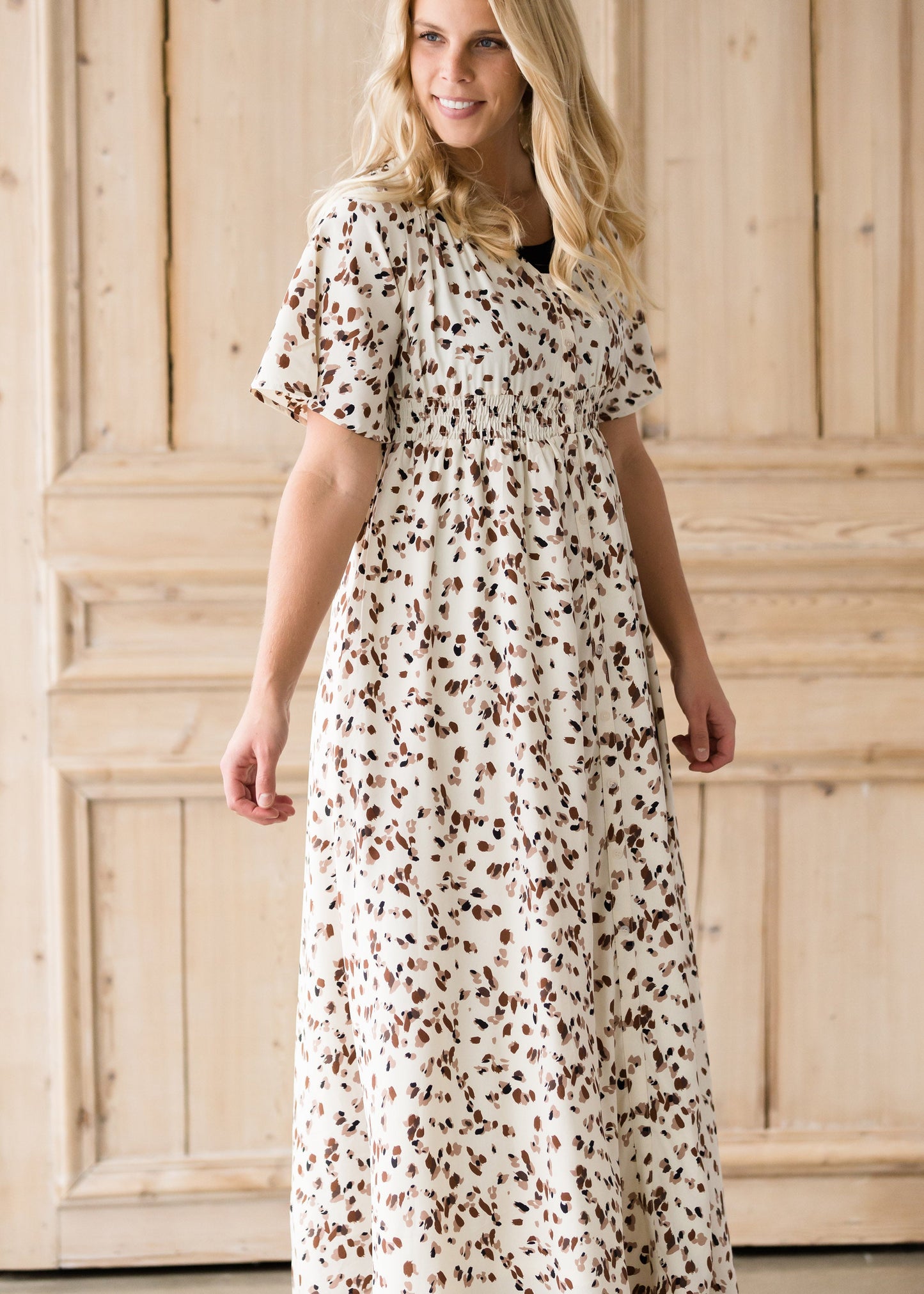 Leopard Print Smocked Maxi Dress-FINAL SALE Dresses