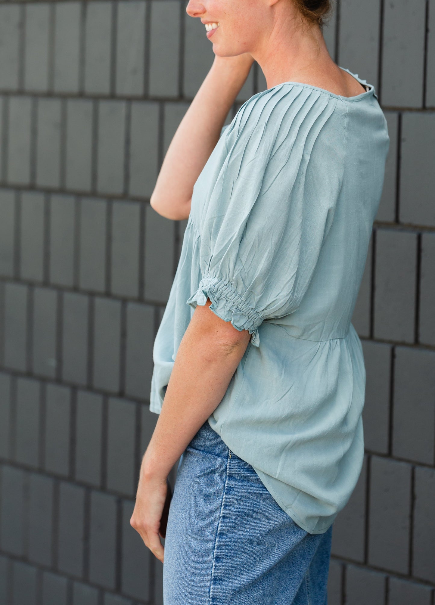 Light Blue Babydoll Ruffle Top - FINAL SALE Tops