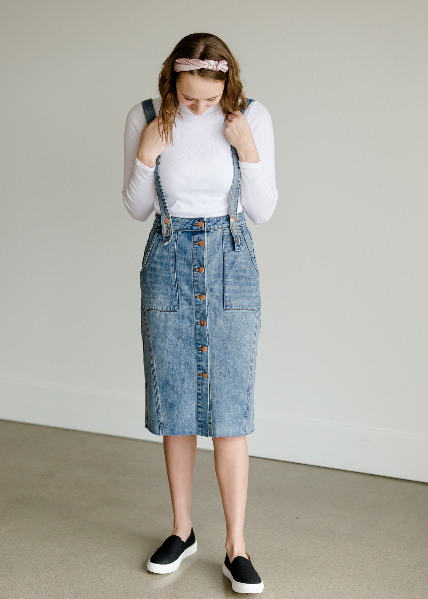 Light Denim Pinafore Skirt Skirts