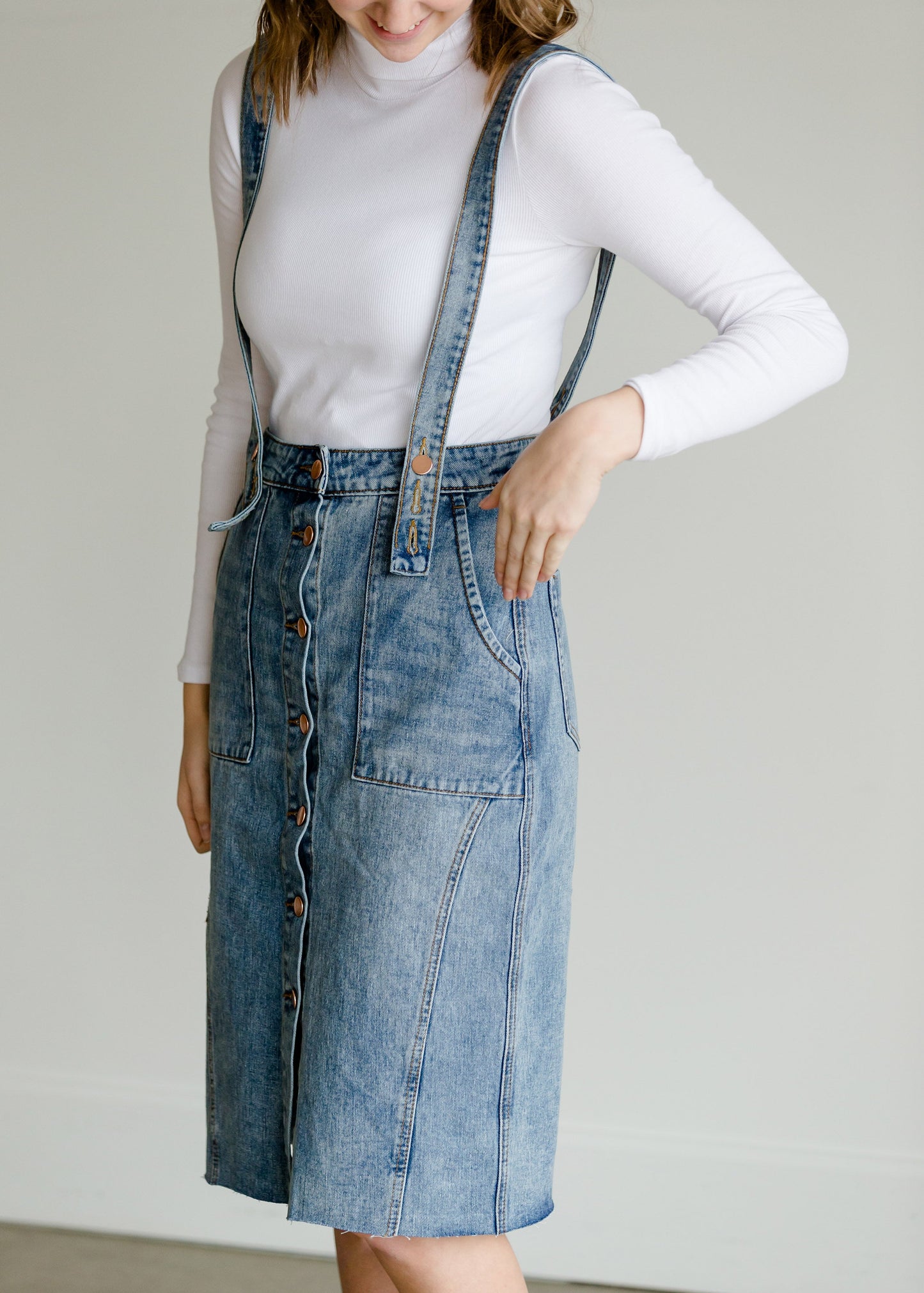 Light Denim Pinafore Skirt Skirts