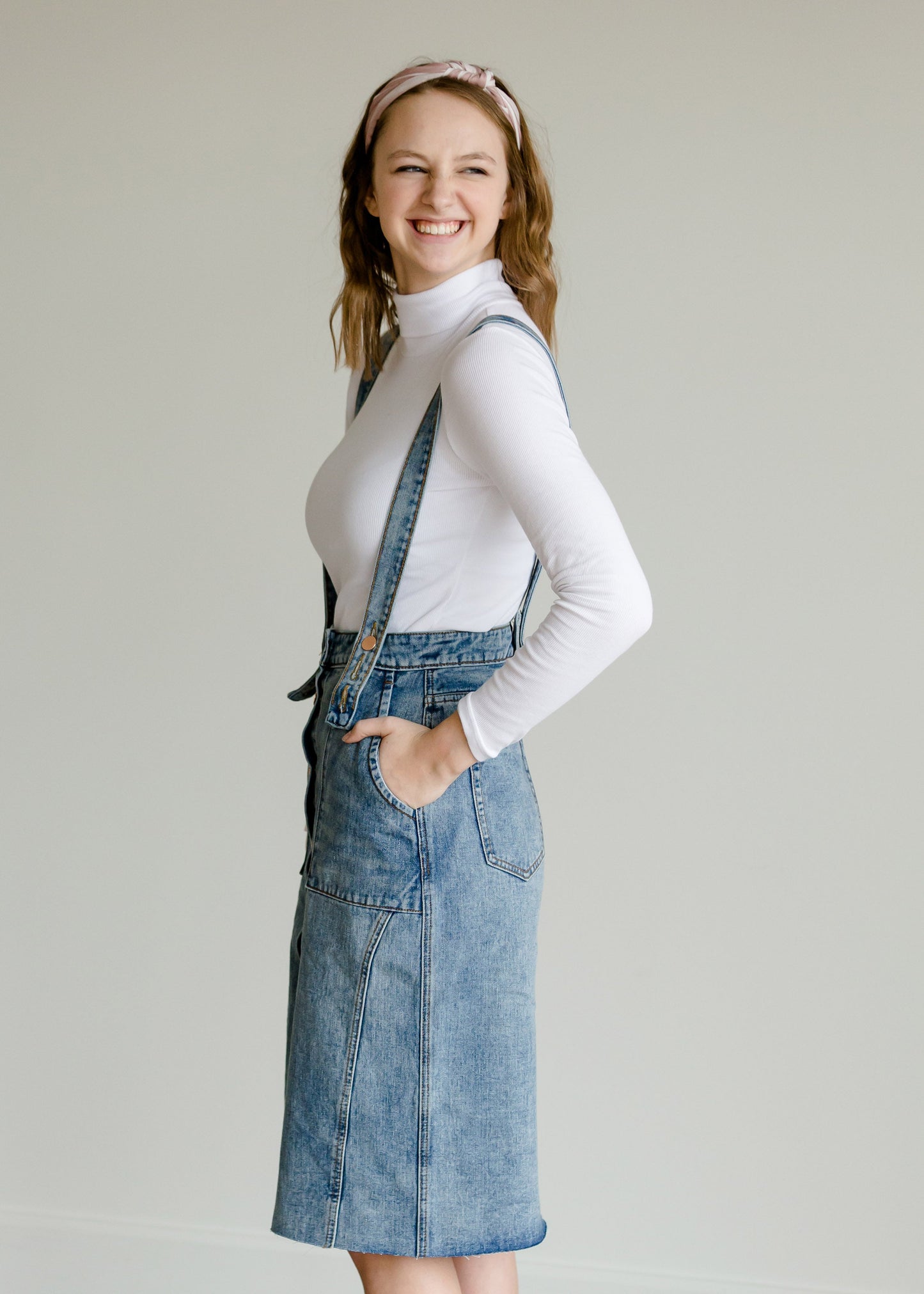 Light Denim Pinafore Skirt Skirts