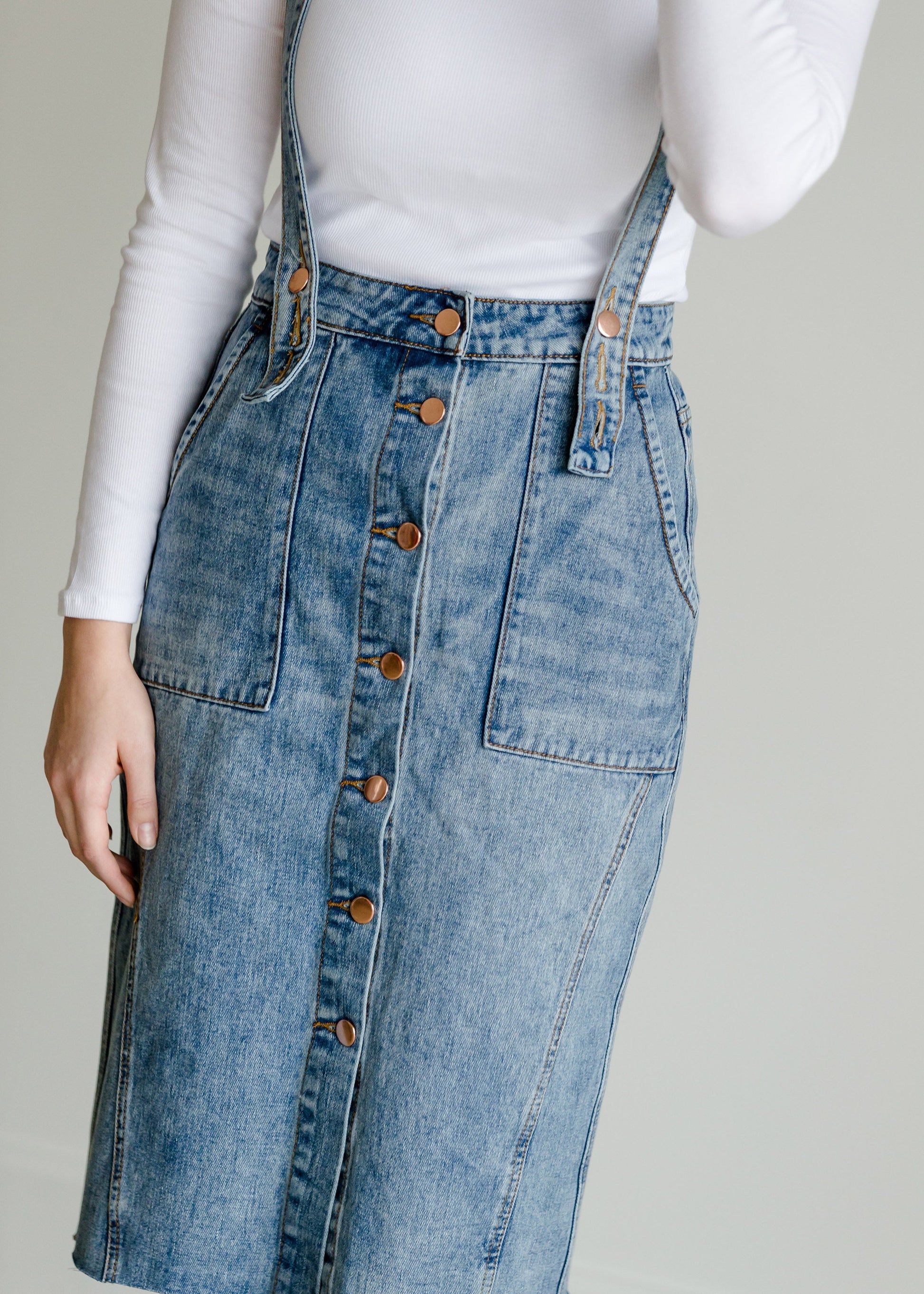 Light Denim Pinafore Skirt Skirts