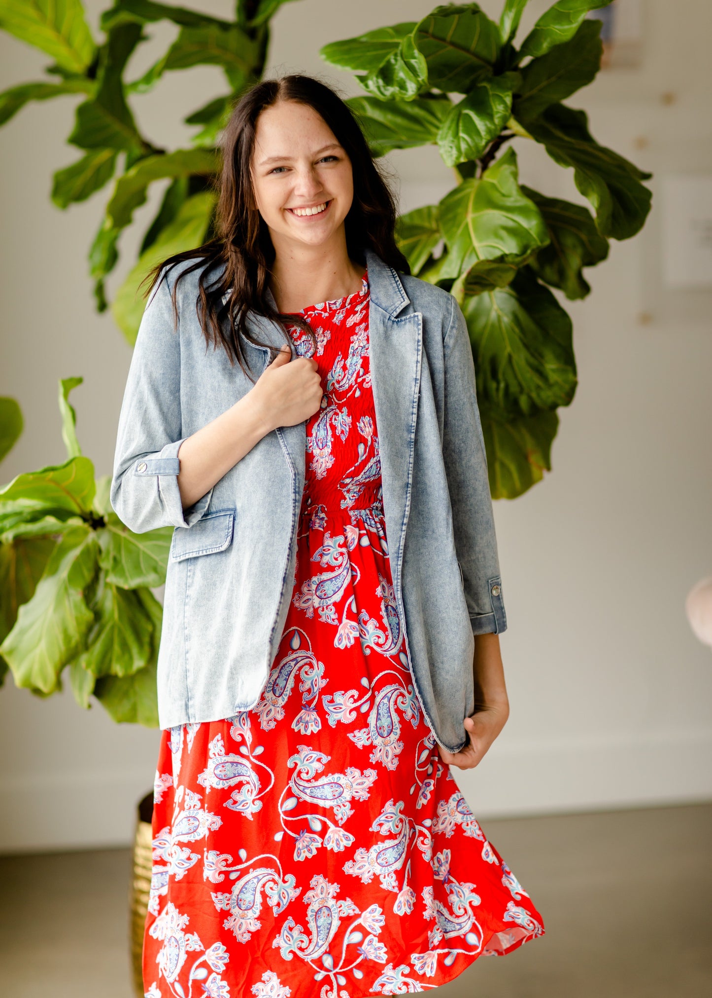 Light Wash Denim Blazer Jacket - FINAL SALE Tops