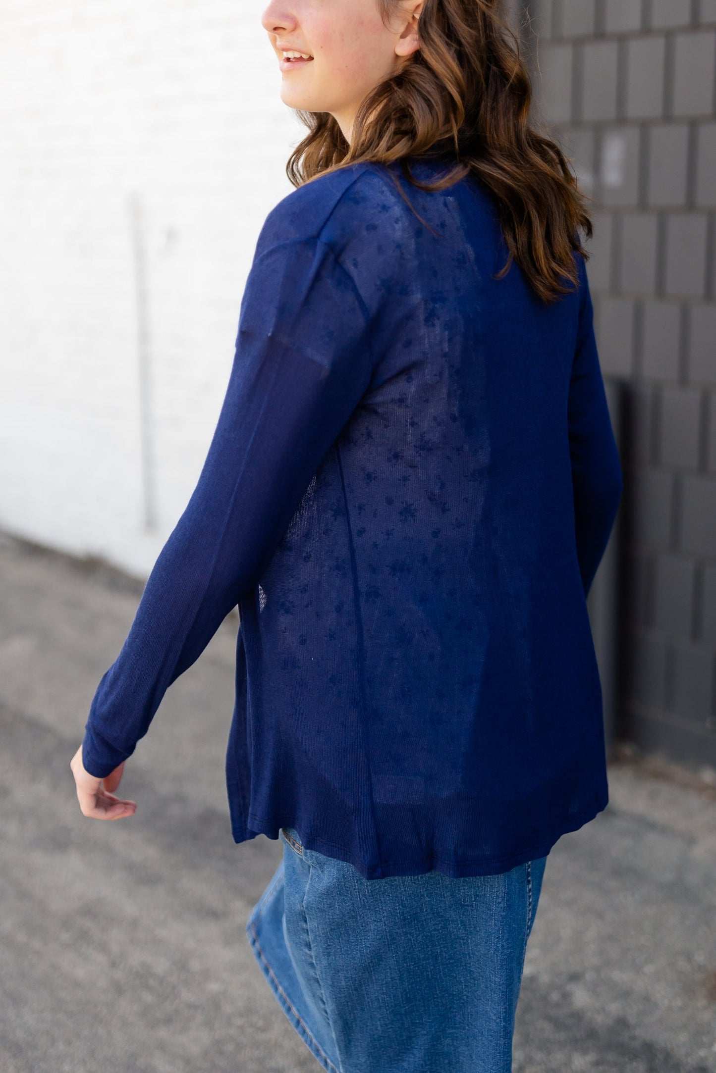 Lightweight Navy Basic Cardigan Top