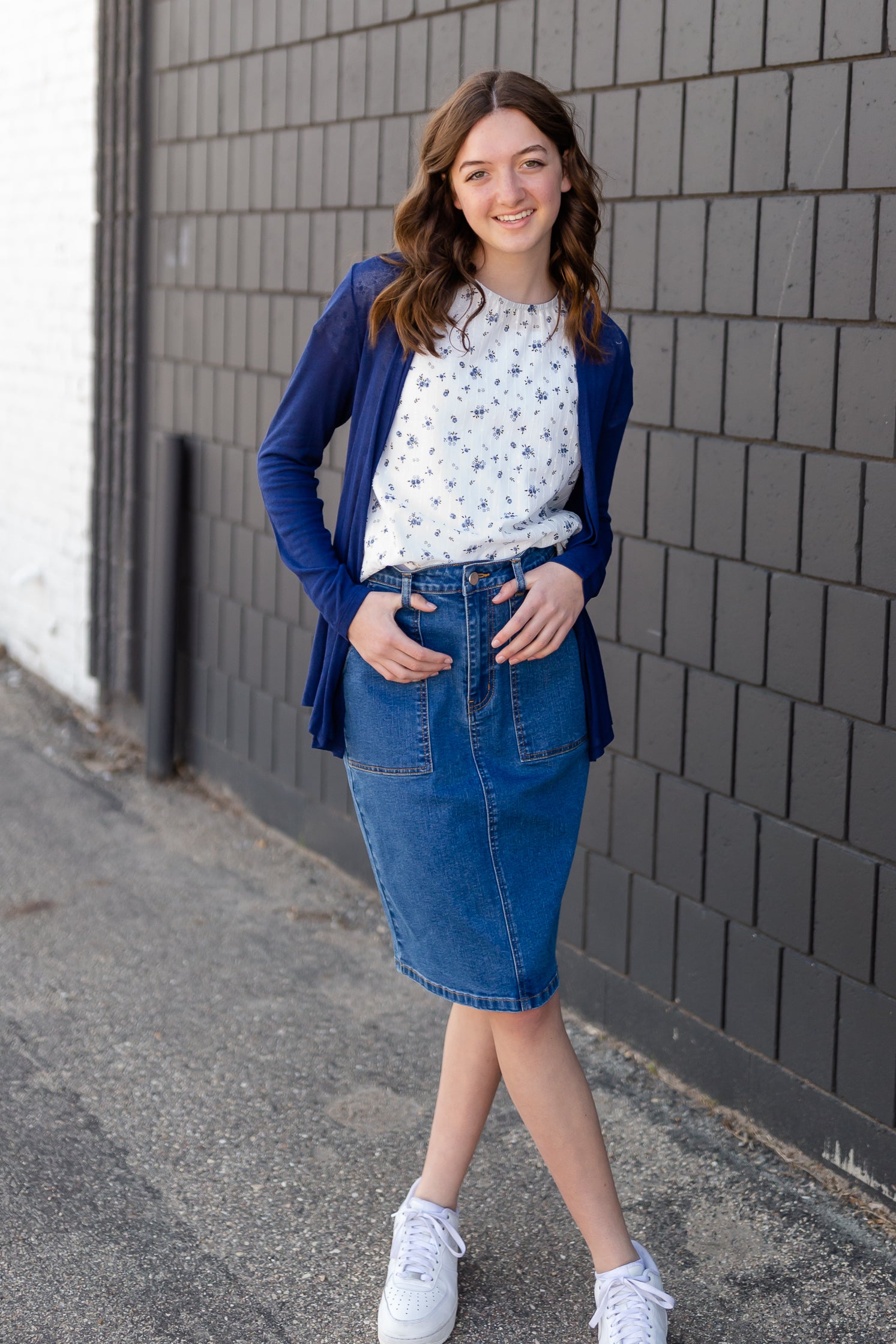 Lightweight Navy Basic Cardigan Top