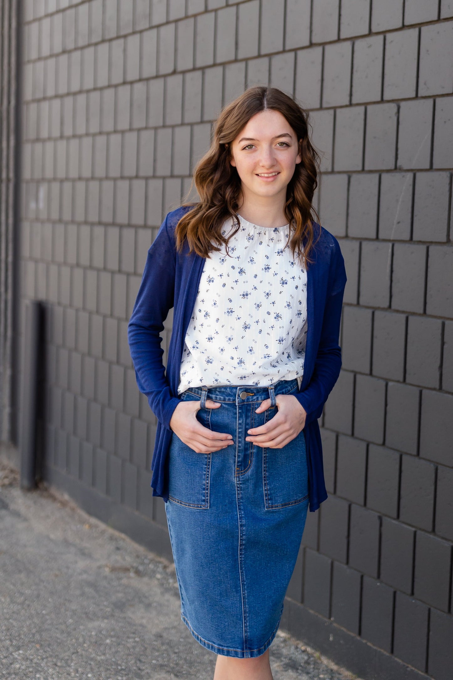 Lightweight Navy Basic Cardigan Top