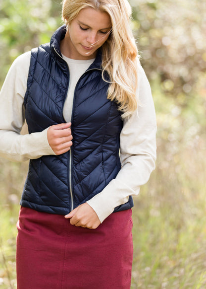 Lightweight Zip Up Puffer Vest - FINAL SALE Tops