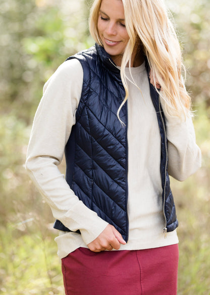 Lightweight Zip Up Puffer Vest - FINAL SALE Tops