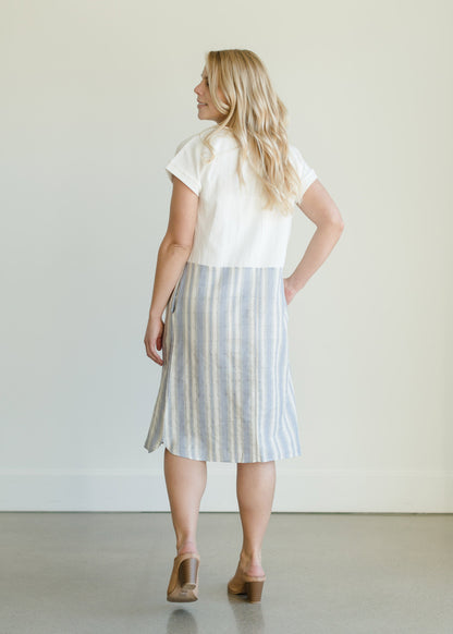 Linen Mix Stripe Midi Dress - FINAL SALE Dresses