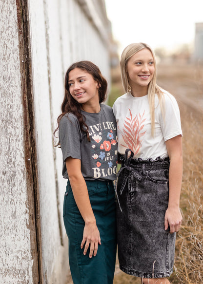 Live Life in Full Bloom Floral Graphic Tee Tops Polagram + BaeVely