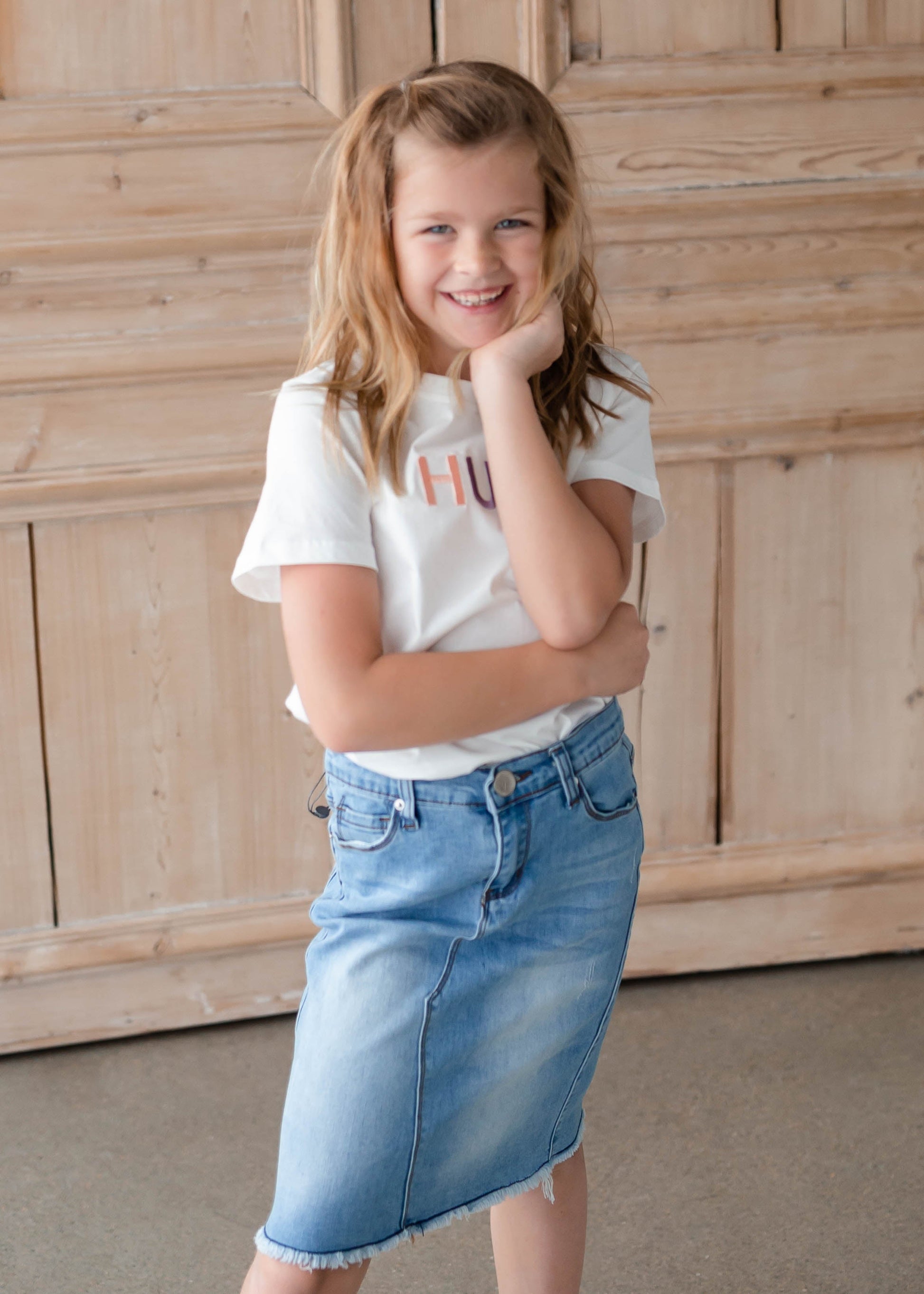 Lola Light Wash Girls Denim Skirt Girls Sheer Dent Beauty