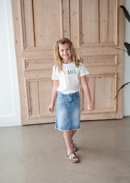 Lola Light Wash Girls Denim Skirt Girls Sheer Dent Beauty